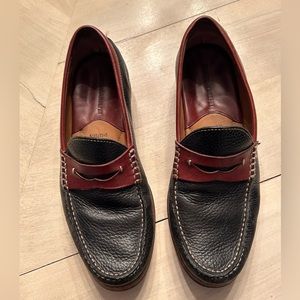 Johnston & Murphy Sheepskin Penny Loafers size 9 Black & brown